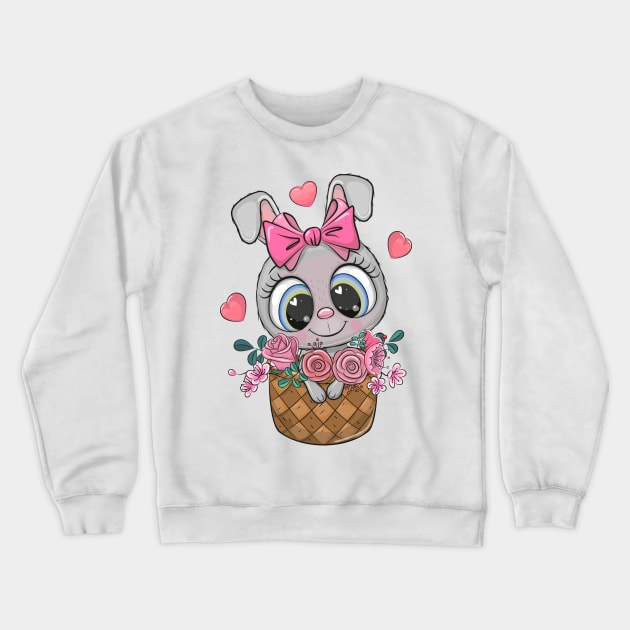Cute Cartoon Rabbit Crewneck Sweatshirt by Reginast777